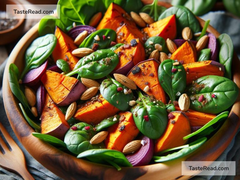 How to Make a Low-Calorie Roasted Sweet Potato and Spinach Salad