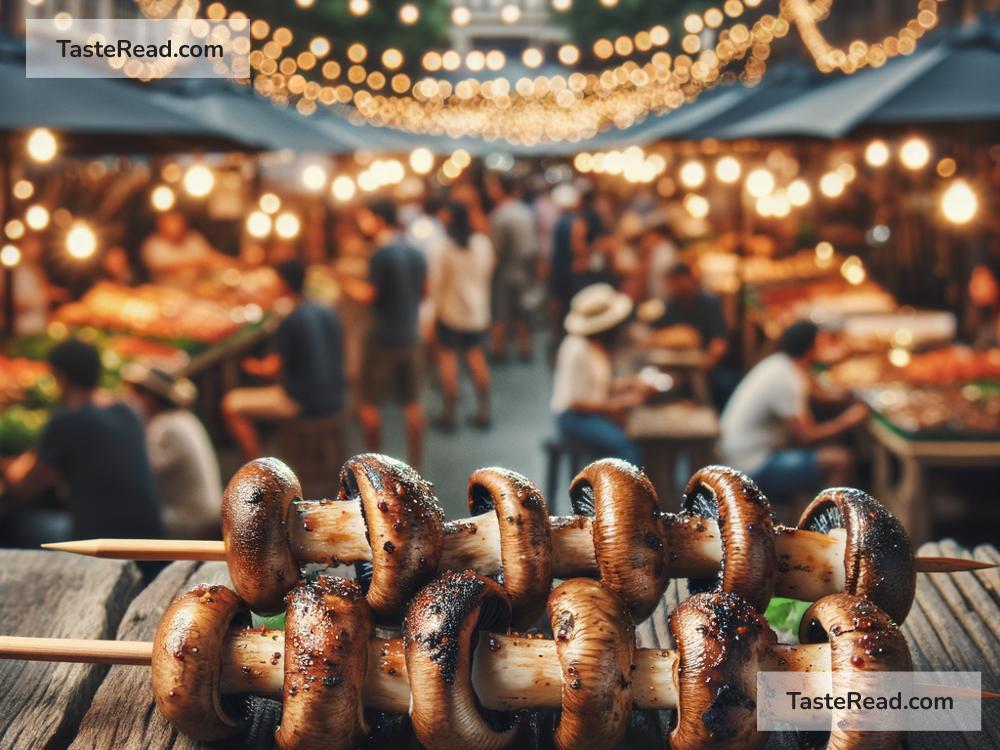 Discovering smoky grilled mushrooms in outdoor fairs