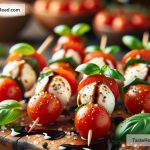 Exploring the Freshness of Caprese Skewers with Balsamic Glaze for Appetizers