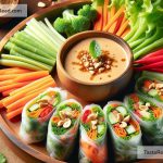 Exploring the Trend of Rice Paper Rolls with Peanut Dipping Sauce for Appetizers