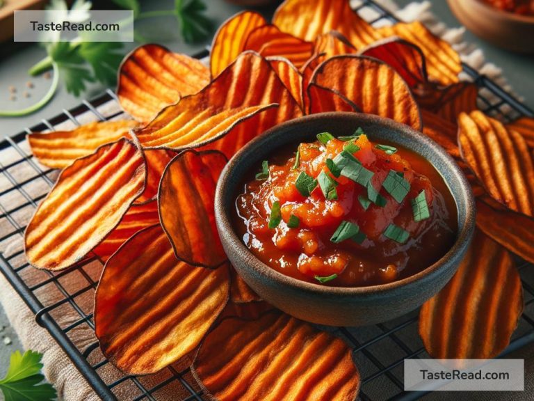 How to Prepare Baked Sweet Potato Chips with a Spicy Dip