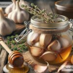 Garlic-infused honey for treating sore throat and cold symptoms