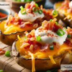 How to create crispy baked potato skins with toppings