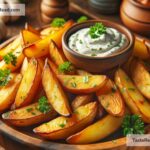 How to create crispy baked potato wedges with garlic aioli