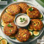How to create crispy baked zucchini fritters with dipping sauce
