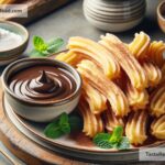 how to create golden churros with chocolate sauce