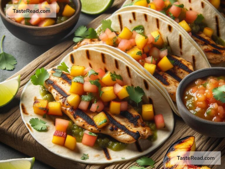 How to create smoky grilled chicken and peach salsa tacos