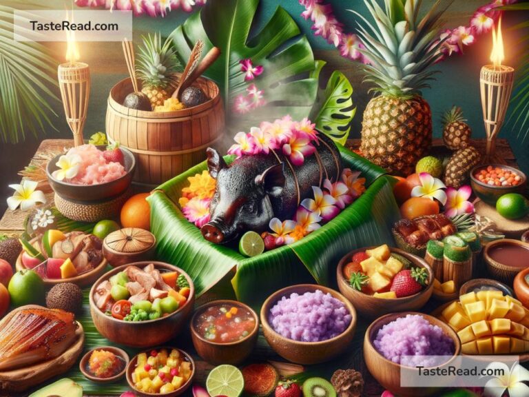Traditional Hawaiian luau dishes like poi and kalua pig